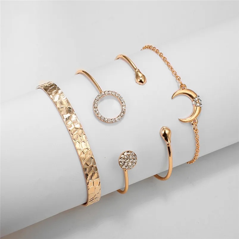 new Simple design 4PCS Stylish Multiple Layers Elegant Female Pendant Ladies Jewelry Alloy Bracelet Valentine's Day gift F14 (2)