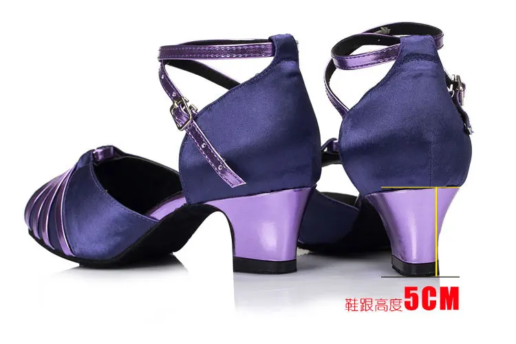 Черный, фиолетовый, золотой 3 цвета на выбор FR33-43 Популярные блестящие атласные танцевальные туфли для детей и взрослых