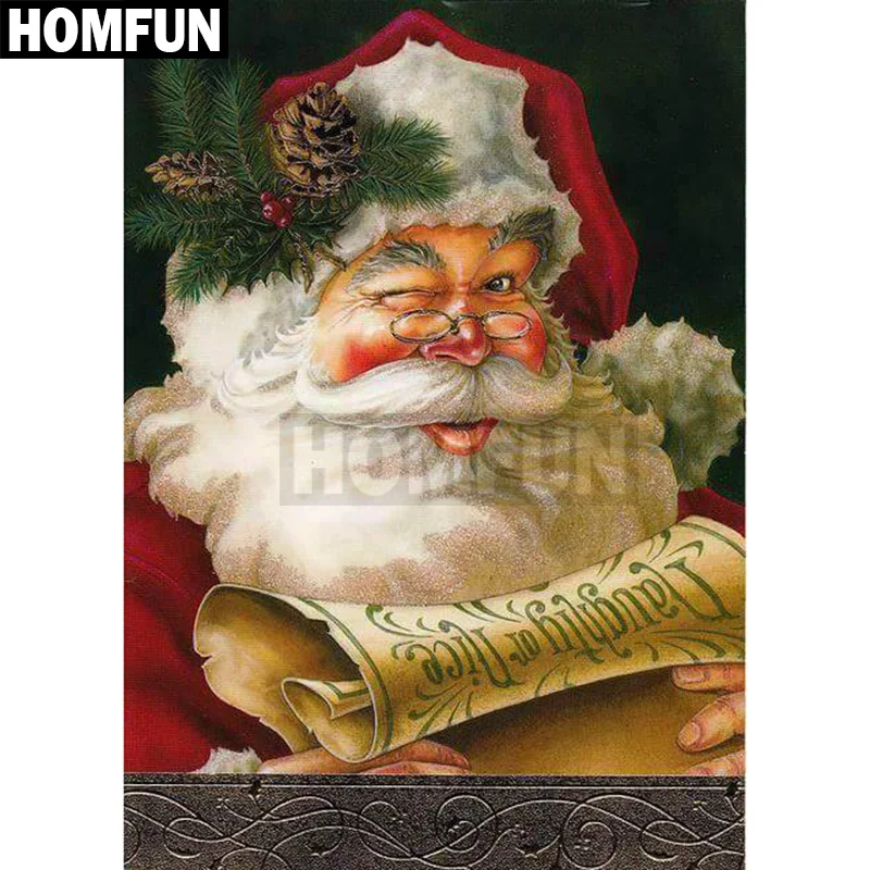 Набор для алмазной вышивки Санта Клаус HOMFUN картина из квадратных/круглых страз