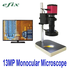 Efix 13MP HDMI VGA монокулярный микроскоп HD Цифровая камера+ C крепление объектива+ 56 светодиодный светильник-кольцо+ подставка для ремонта телефона инструмент для пайки