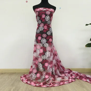 

Africa Lace Fabric Dresses Sewing High Quality Laces In Pink Beaded 046 Tulle Lace Fabric For Christmas