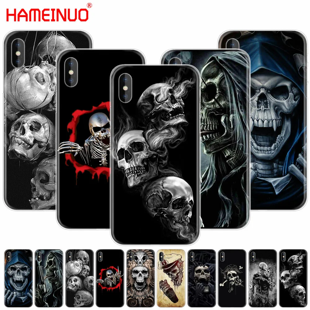 

HAMEINUO Horror Skull cell phone Cover case for iphone X 8 7 6 4 4s 5 5s SE 5c 6s plus