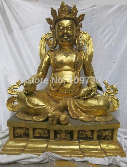 

002347 27' Huge China Tibet bronze gold Buddhism lucky Yellow Jambhala Sculpture Statue