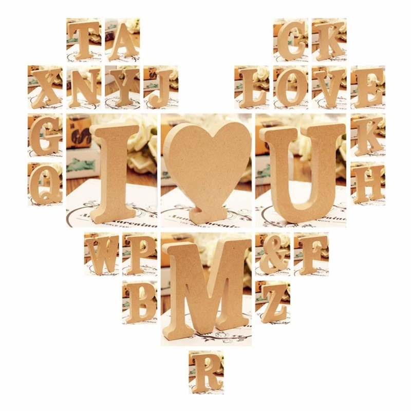 

1Pc 10CMX10CM Standing Wedding Decoration Wooden Letter English Alphabet DIY Name Design Handcrafts Ornaments Crafts Accessories