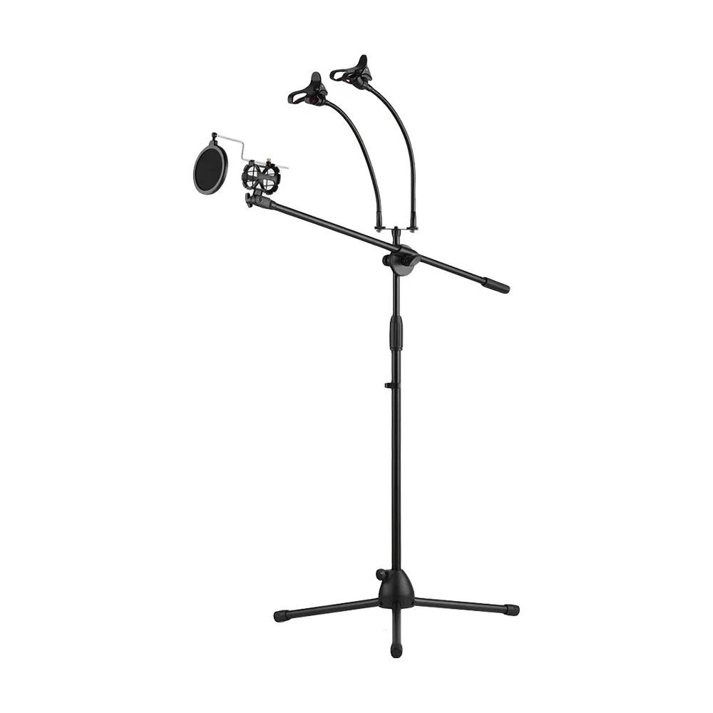 Floor Microphone Stand Adjustable Tripod MIC Holder Height with Boom