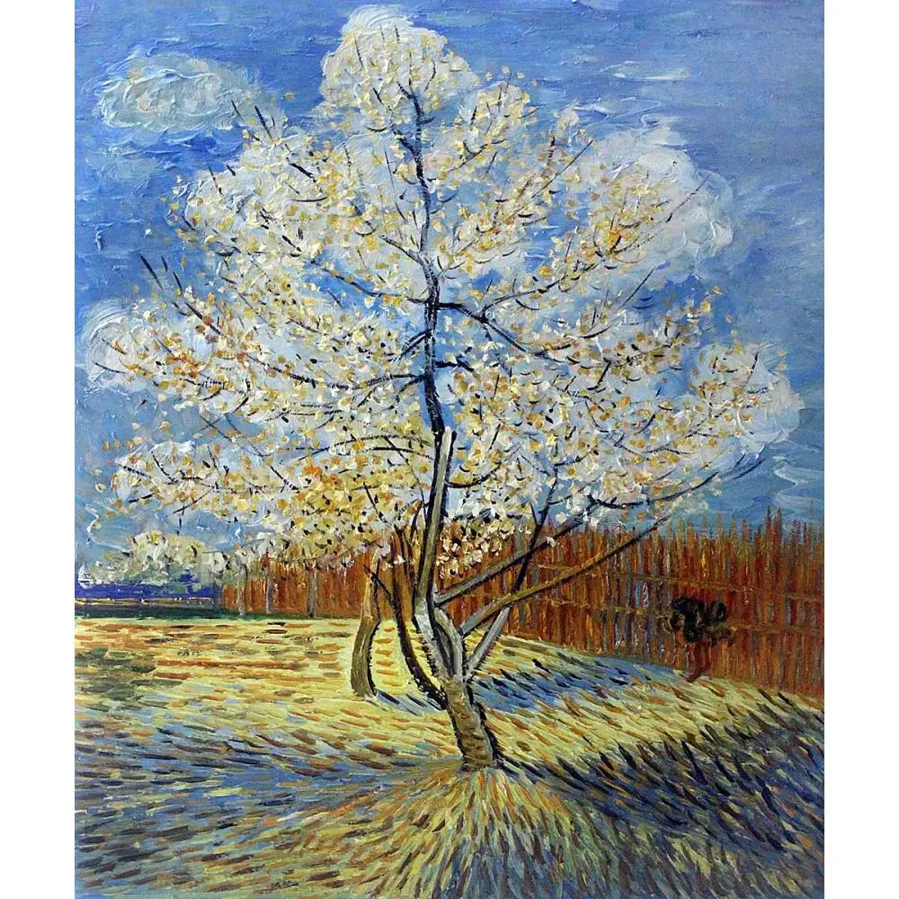Canvas wall foto pop art Roze Perzik Boom olieverf Vincent Van Gogh framed  landschap moderne interieur|modern home decor|tree oil paintingwall  pictures - AliExpress