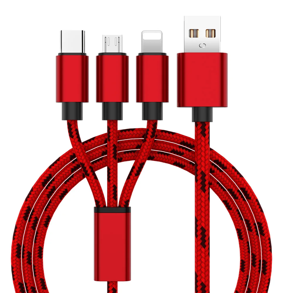 

3in1 Charger Cable For iPhone X Max XR 8 7 6 s 6s Plus Micro USB Type C For Samsung S9 S8 Huawei Xiaomi 3 In 1 Charging Cables