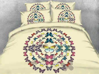 

3D Printed Comforter Bedding Sets Twin Full Queen Super Cal King Size Bed Duvet Covers Bedclothes Bright Colored Butterfly Girls