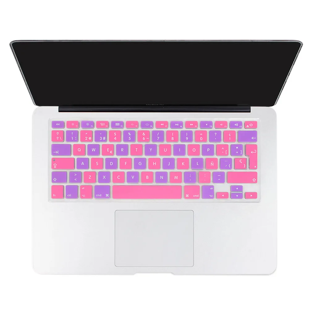 Силиконовые ЕС/Великобритания Версия испанский градиент цвета клавиатура крышка наклейки протектор для MacBook Air 13 дюймов Pro 1" 15" retina