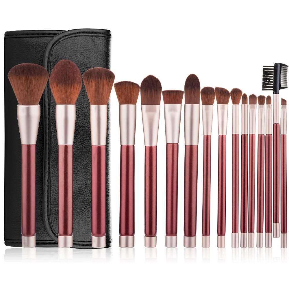 16pcs Makeup Brushes Set Powder Foundation Eyeshadow Make Up Cosmetics Soft Synthetic Hair With PU Leather Case Pro | Красота и