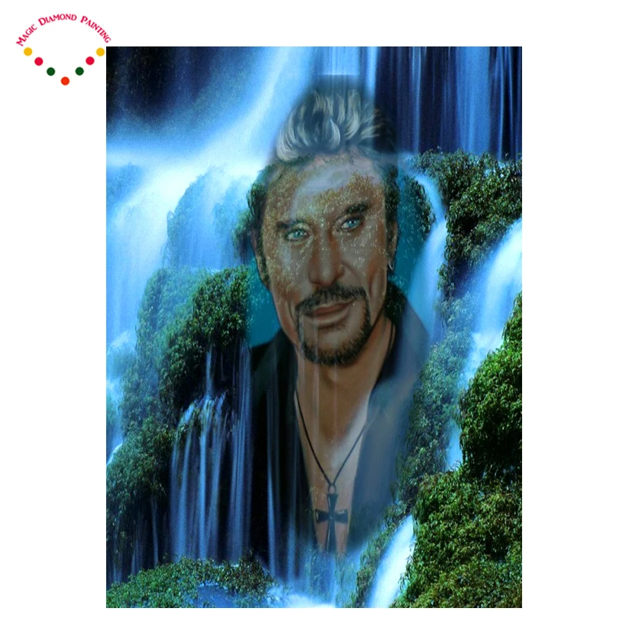 

2.8mm rock singer diamond painting Rock star cross stitch craft plastic canvas kits Johnny Hallyday diamond painting Soul singer