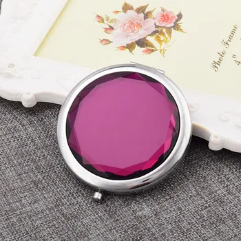

50pcs Wedding Favor Personalized LOGO Crystal Compact Mirror Portable Make-up brithday gift
