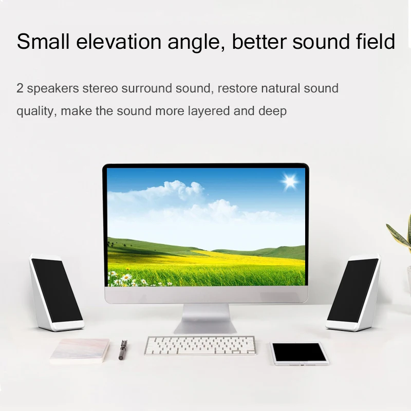 USB Wired Computer Speakers 2 Pieces PC Elevation Angle Horns for Laptop Desktop Phone Audio Speaker Multimedia Loudspeaker
