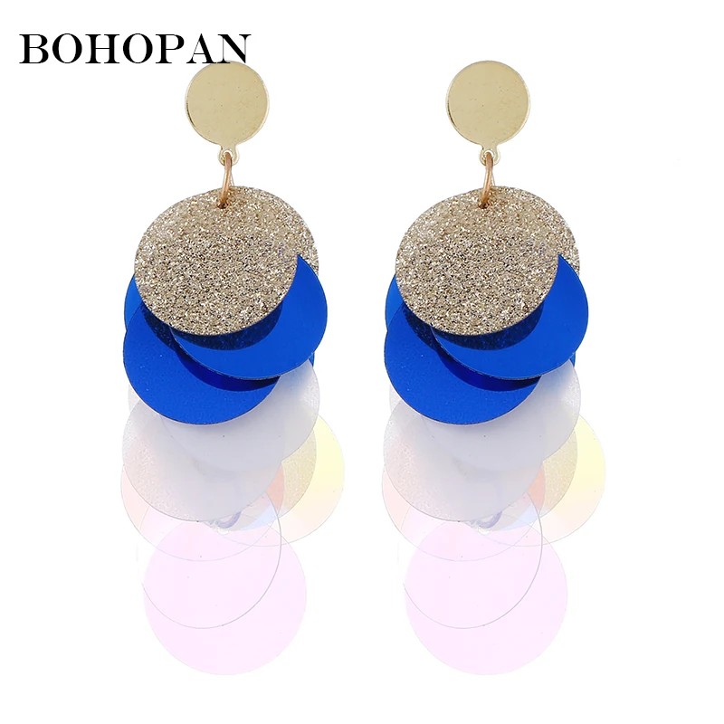 

Fashion Colorful Shiny Sequins Drop Earrings For Women Multicolored Dangle Earrings Statement Jewelry Wedding Party Charm Gifts