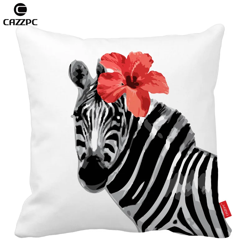 watercolor zebras and red flower print decorative throw pillows cases cushion covers home decor car seat - Red Decorative Pillows watercolor zebras and red flower print decorative throw pillows cases cushion covers home decor car seat - Red Decorative Pillows