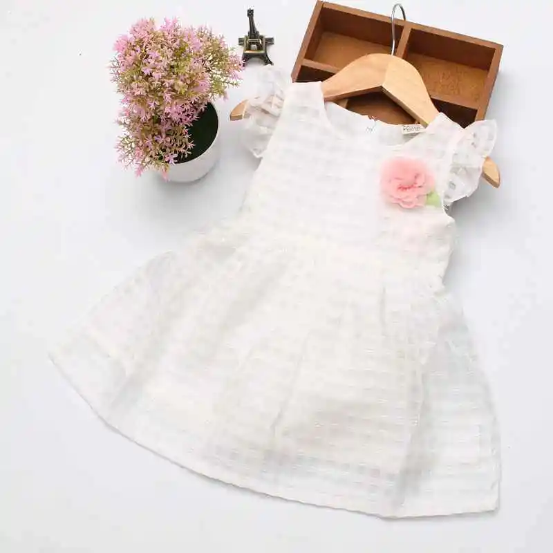 2019 Baby Girl Dresses Summer Party Cotton Mesh Cute Casual Folar Princess Short A-Line Fashion Solid Vestido Children Clothes | Детская