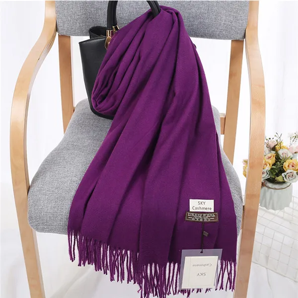Dark Purple TagerWilen, роскошный брендовый зимний шарф, унисекс,, женский, мужской, шерстяной, небесный, кашемировый шарф, Пашмина, с кисточками, для женщин и мужчин, накидка, шаль - Цвет: Dark Purple