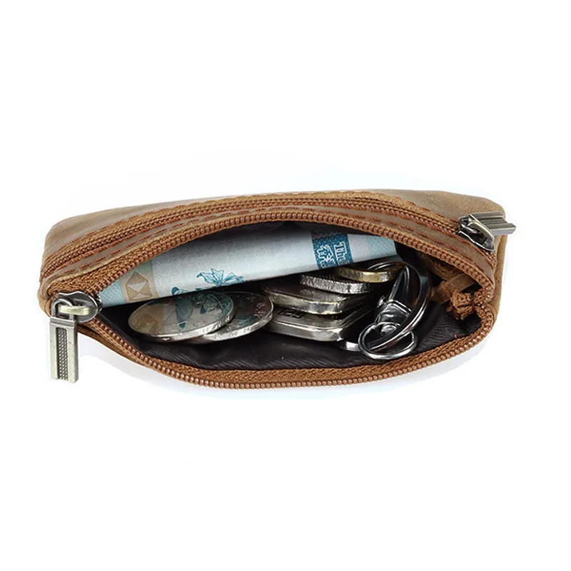 Мужской кошелек унисекс из натуральной кожи на молнии, кожаная сумка для монет, мужской кошелек, удобная сумка для денег, кошелек, держатель для карт, кошелек
