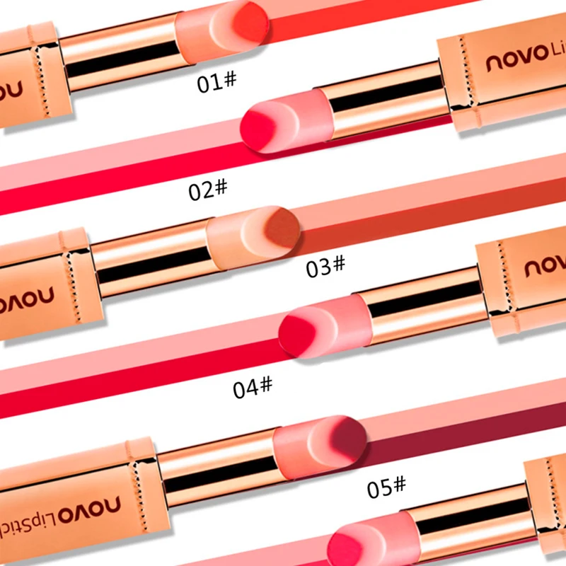 Brand NOVO Two tone Lipstick Long-lasting Lip balm Silky Moisturzing Nourishing Lipstick Makeup Waterproof 6 color New hot sale Brand NOVO Two tone Lipstick Long-lasting Lip balm Silky Moisturzing Nourishing Lipstick Makeup Waterproof 6 color New hot sale