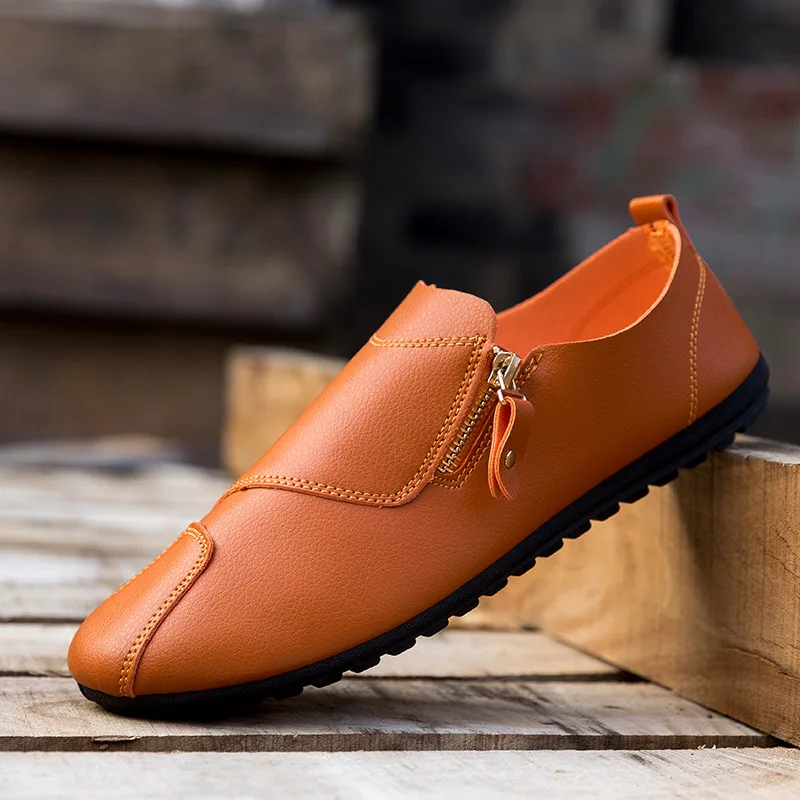 YATNTNPY/модная мужская обувь на плоской подошве; Лоферы без шнуровки; повседневные эспадрильи; удобная Ультралегкая обувь без застежки; Мокасины - Цвет: Оранжевый