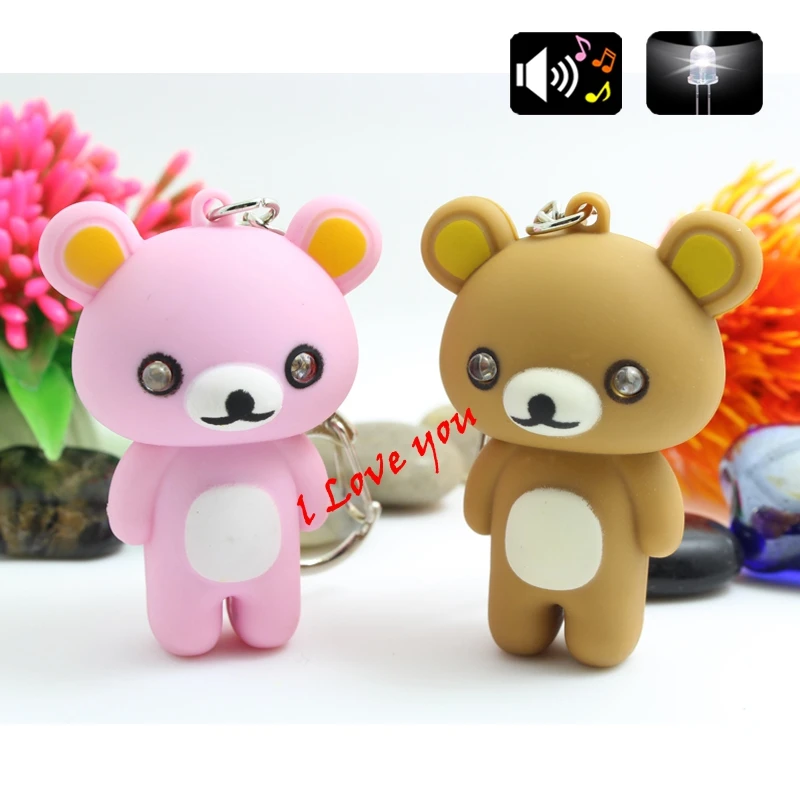 

Teddy bear Led keychain with sound,flashlight keychain,sound keyring,talk keychain,Children toy valentine's day gift for lovers