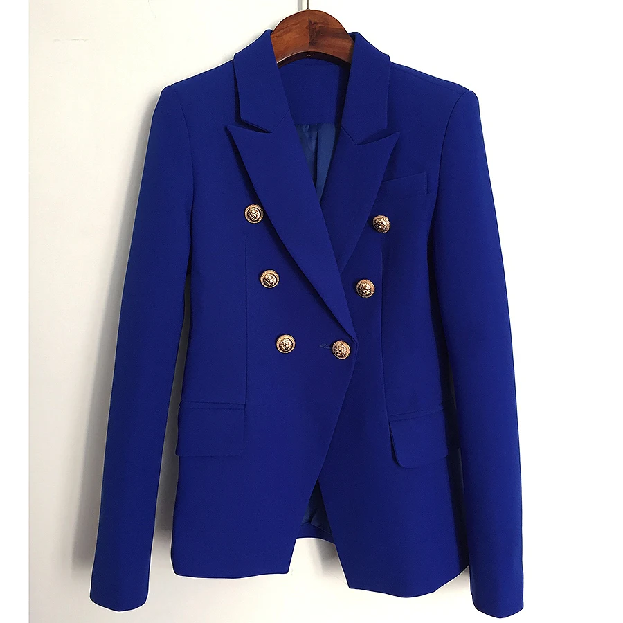 Buy HIGH QUALITY Newest 2019 Baroque Designer Blazer Women s Metal Lion Buttons Double Breasted Blazer Jacket Size S XXXL