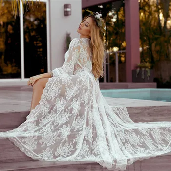 

Dress For Beach Swimsuit Coverup Bikinis Female 2019 Cape On Women's Summer Tunic Silk Embroidered Loose Big Yards Skirt Upper