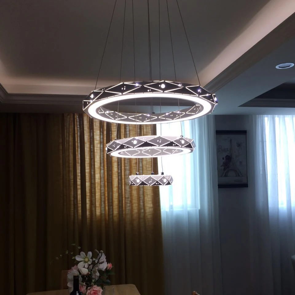 

Circel Rings Modern led Pendant Chandelier lights for living room Dining Room White Dec AC85-265V Chandelier Fixtures