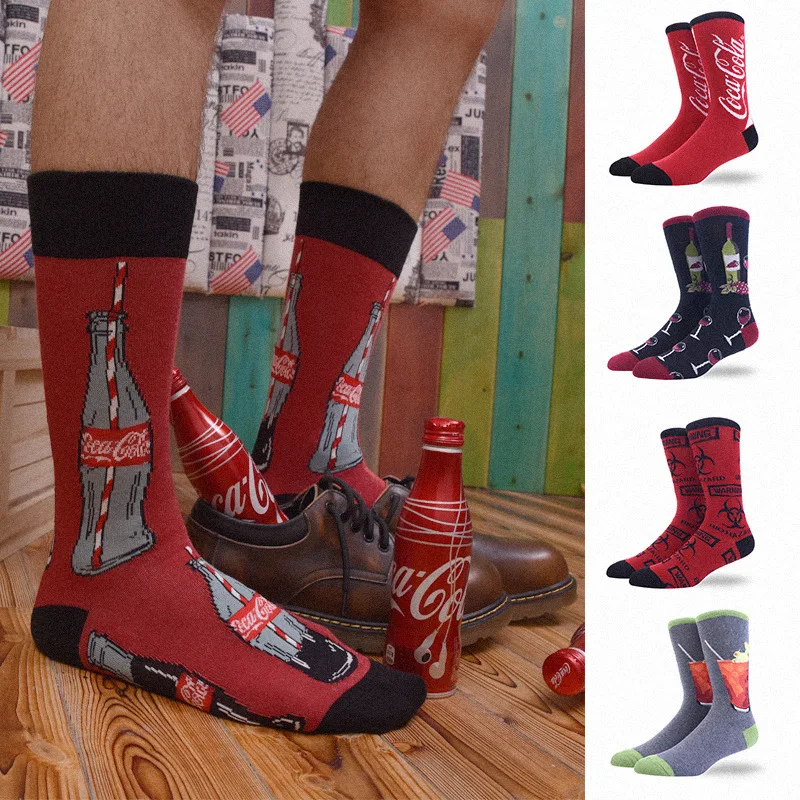 

Moda Mulaya New Arrival Men's Socks Men 100% Combed Cotton Harajuku Novelty Mens Happy Socks Male Crew Funky Happy Socks for Man