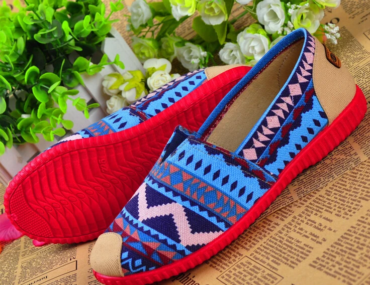 Chinese style moccasin ommino shoes casual round toe slip on flats ...