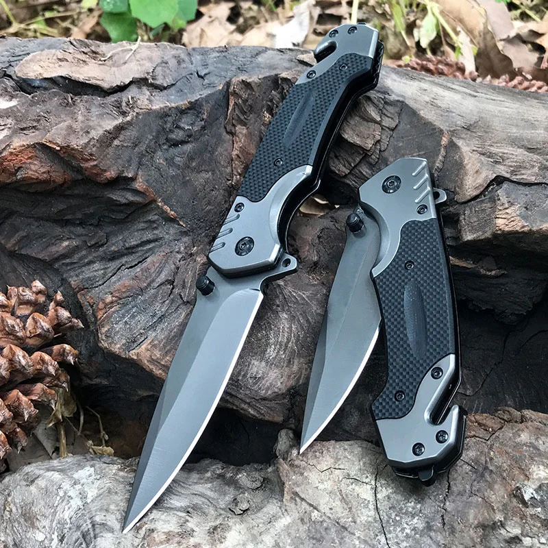 

Tactical Folding fishing hunts Pocket Knife Titanium Coating Stainless Steel Blade Outdoor EDC Knives keychain