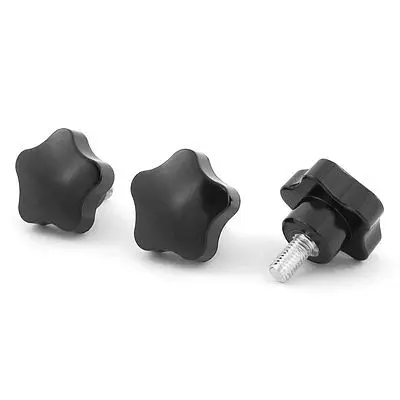 

3 Pcs Machine Tool M8 x 15 Male Thread 40mm Dia Bakelite Knobs Handle Black