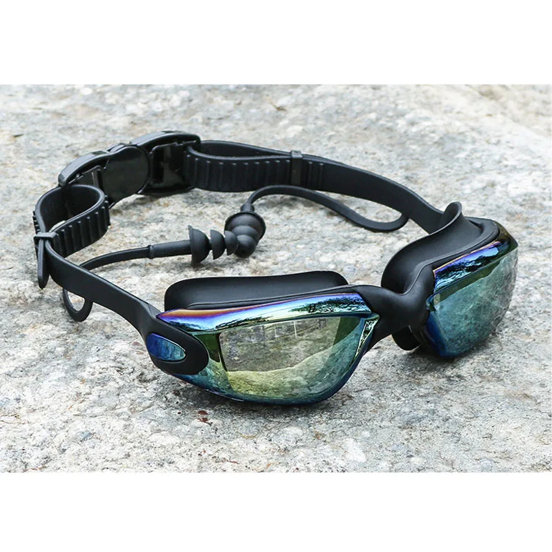 Профессиональные очки для плавания для мужчин и женщин, затычки для ушей, водонепроницаемые, противотуманные, для взрослых, для плавания, очки для бассейна Natacion, очки для плавания