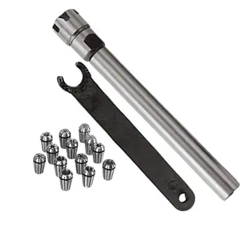 

13 PCS Steel ER11 Spring Collet Collet Chuck Tool Bits 1.5MM to 7MM + CNC Mill C12-ER11M-100L Straight Shank Chuck with Wrench