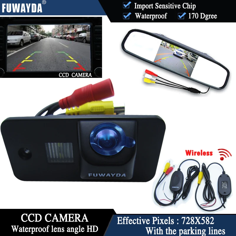 Беспроводная Автомобильная камера заднего вида FUWAYDA CCD HD с зеркальным монитором