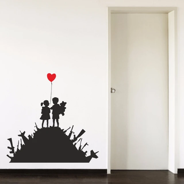 Banksy Girl with Heart Balloon Wall Sticker - Vinyl Decal 5 x 8