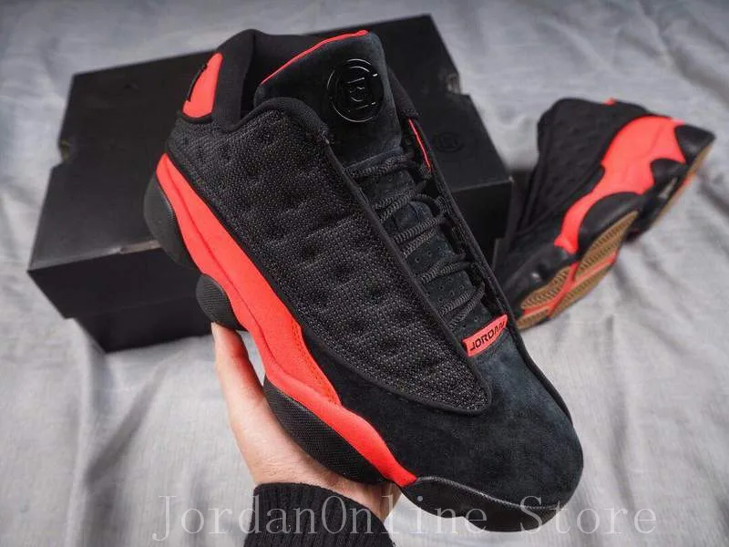 Jordan 13 низкая новых баскетбольной обуви Для мужчин и Для женщин AJ13 AT3102-006 черный и красный цвета Открытый Спортивное тапки Обувь- Лидер