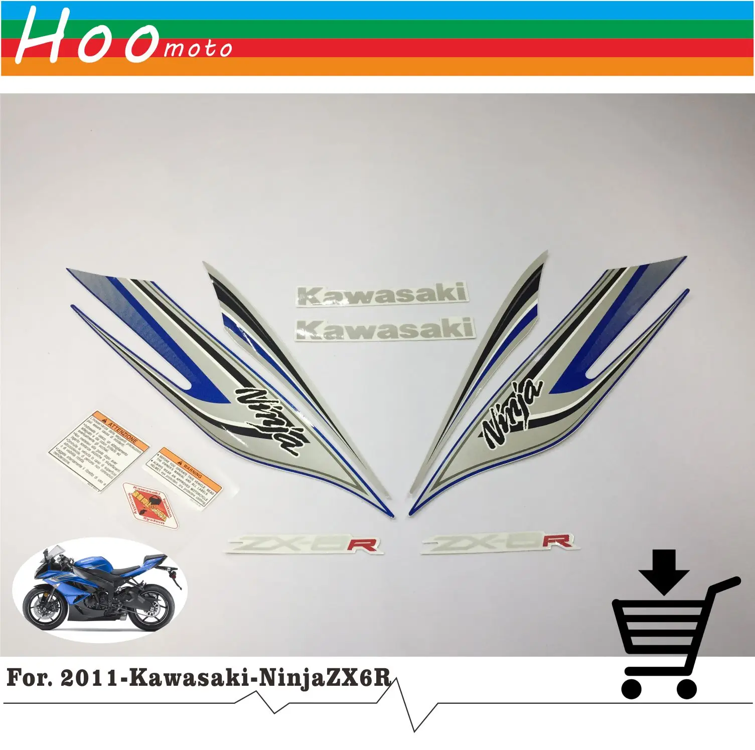 ZX 6R 09 12 Full Decals Stickers Graphics Kit Set Motorcycle Whole