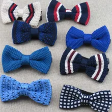 Детский вязаный галстук-бабочка в клетку, в полоску, с бабочкой, для малышей, вязаные детские галстуки, вечерние галстуки для рубашки, платья, аксессуары, gravata cravate