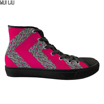 

Customized 2019 Spring Men High-Top Vulcanized Shoes Fashion Chevron Printed Men Canvas Shoes Student Boy Daily Flats Sneakers