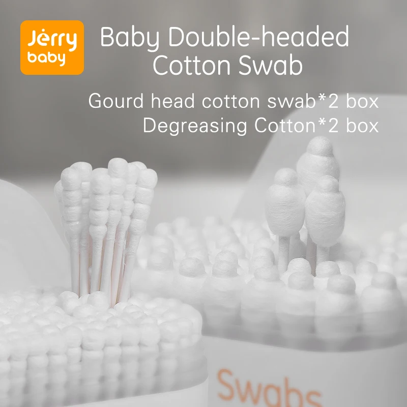 

Jerrybaby 512pcs Baby Cotton Swab Double-headed Cleaner Gourd Shape baby Ear Care Health Medical Bud Tip Swab Eco-friendly Swab