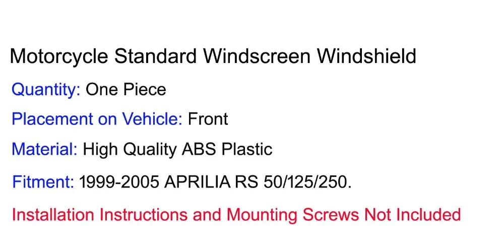 Waase Стандартный ветер Экран лобовое стекло Щит Экран для APRILIA RS50 RS125 RS250 RS 50 125 250 1999 2000 2001 2002 2003 2004 2005