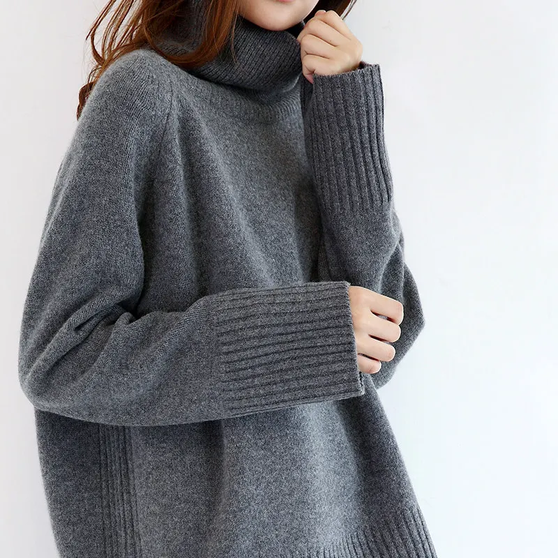 

Litvriyh winter cashmere wool knitted women sweaters and pullovers high collar female pullover thick loose pullover women jumper