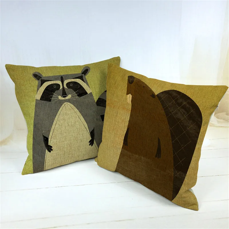

high quality Pet Cartoon Groundhog raccoon Tropical cushion Cover household linen pillow coinjin almofadas without fillings