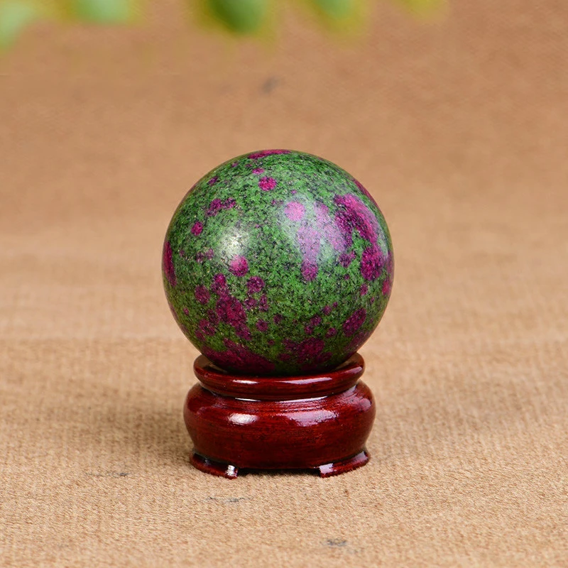 1PC Luck Natural Red Green Treasure Quartz Crystal Sphere Ball Stone Healing Gemstone Home Office Decor Crafts Gift