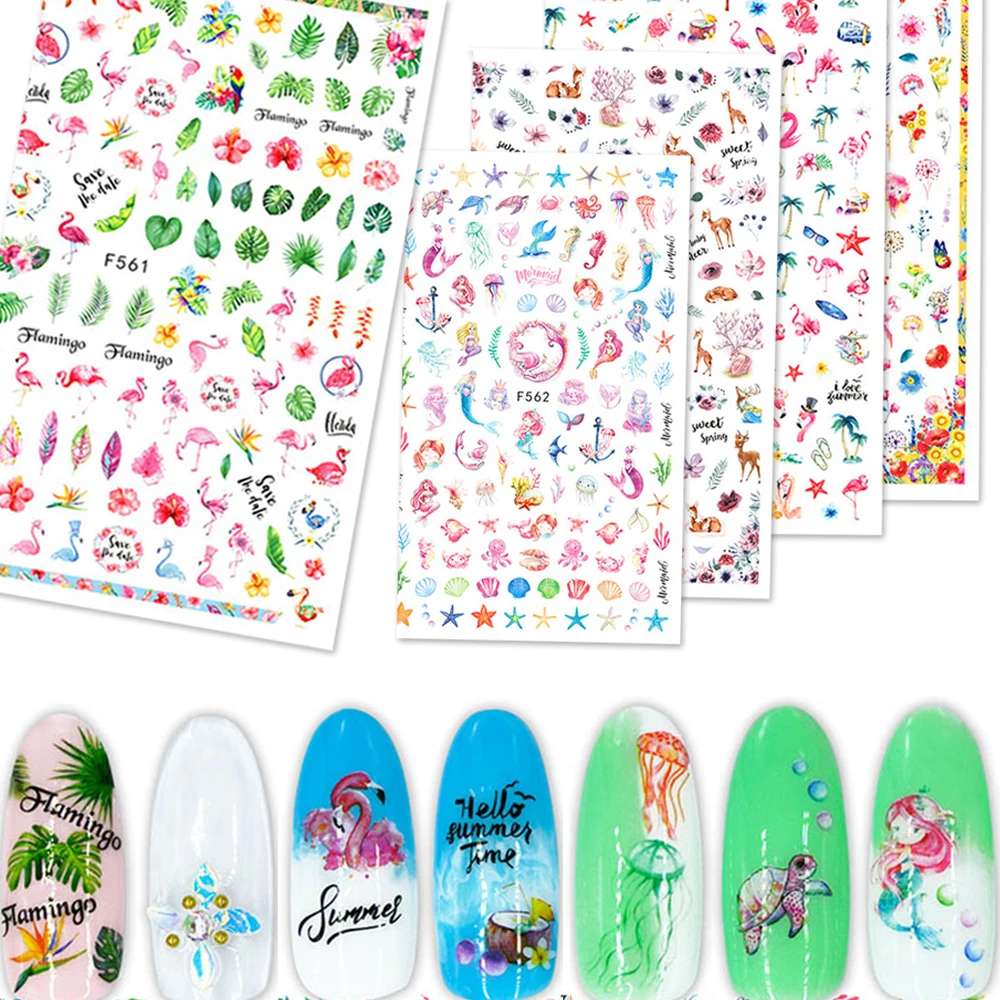

1pcs Nail Stickers Set Mixed Floral Geometric Animal Nail Art Water Transfer Decals Tattoos Sliders Manicure
