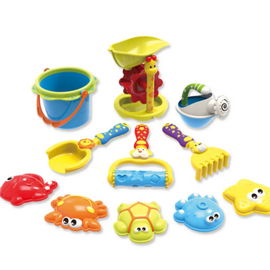 11 шт. пляжный песок набор игрушек песочные часы лопаты лейки Безопасность детей Пластик игрушки-Цвет случайный