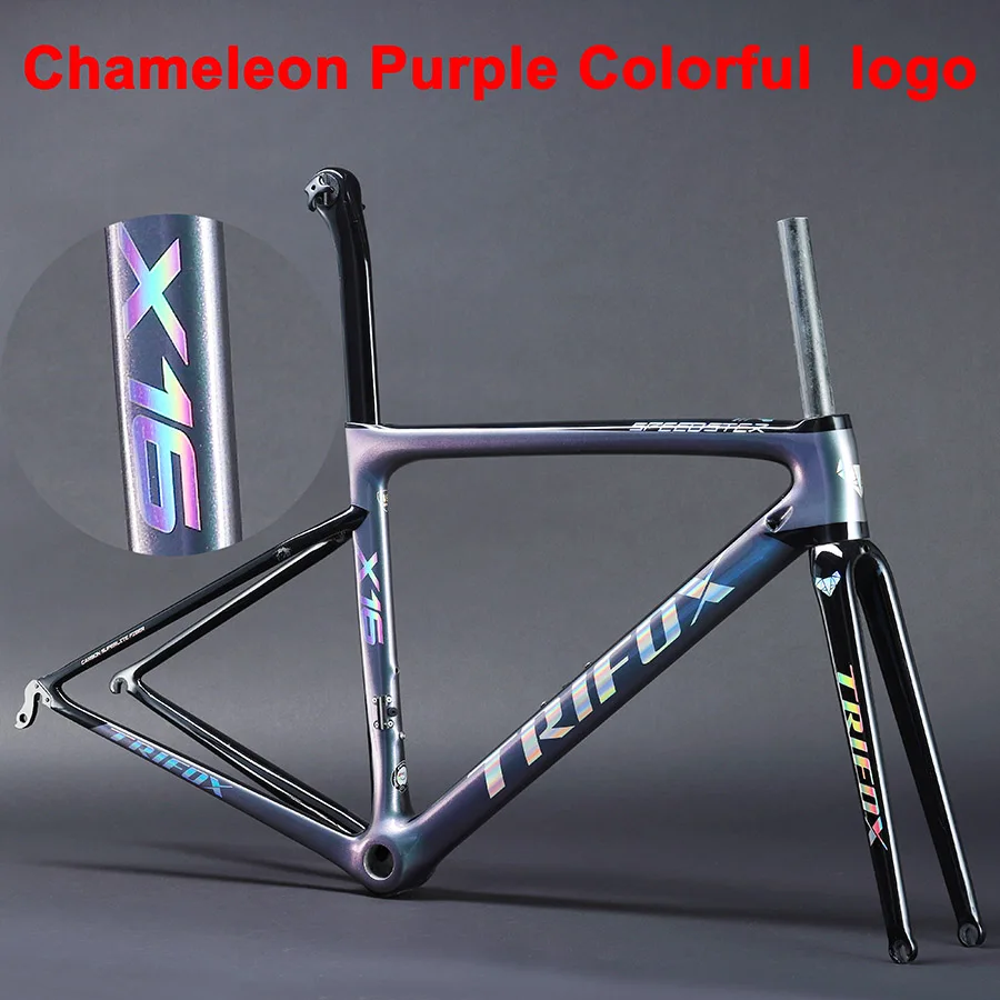 Trifox заказной карбоновый дорожный каркас карбоновая рама для гоночного велосипеда глянцевая матовая BSA BB68 для DI2 Механическая рама - Цвет: Chameleon Purple