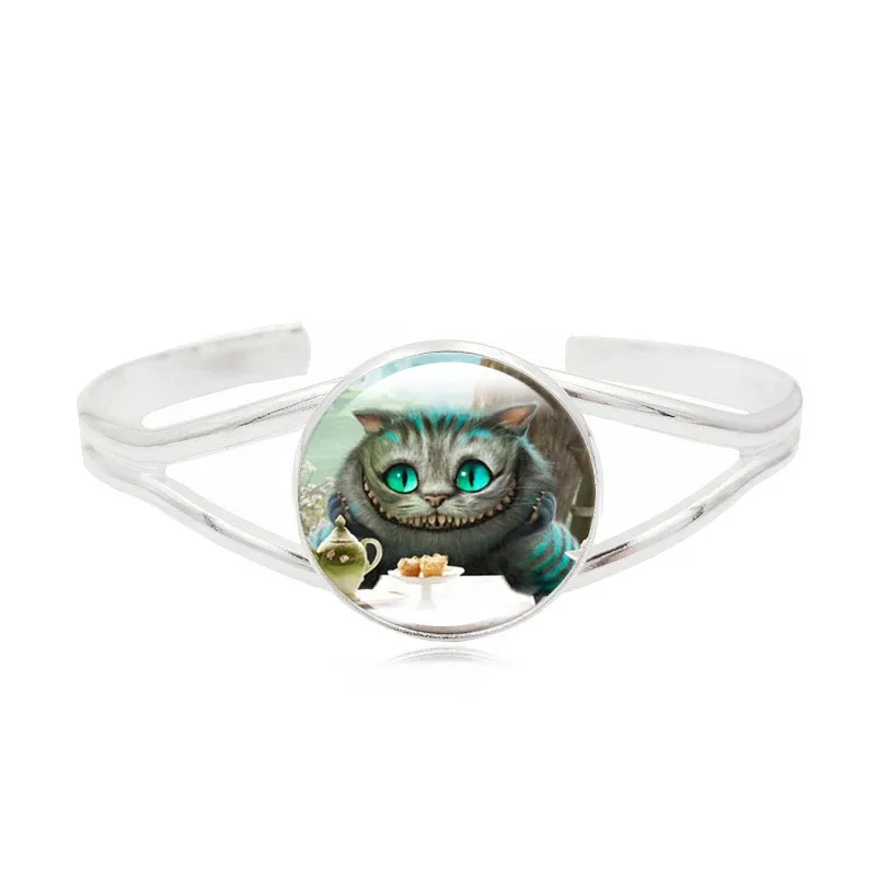 Cheshire Cat Bangle Bracelet Femme Alice In Wonderland Art Glass