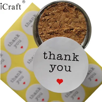 

1200pcs Seal Sticker 'Thank You' With Red Heart Circle Point Sticker Seal Adheisive Lable